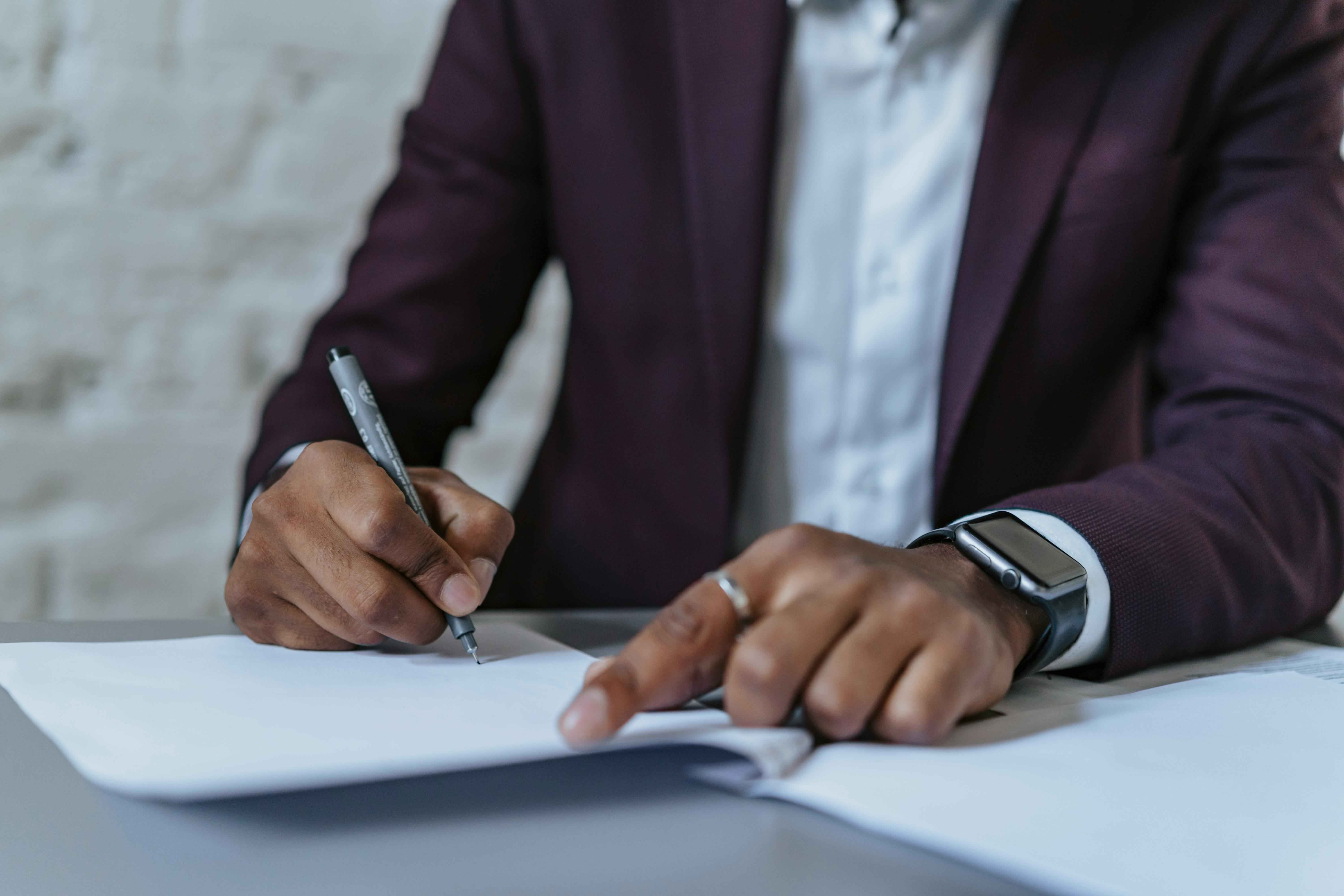 Male lawyer discussing legal case with client